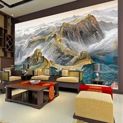 3D Большие Фото Фрески Обои Китайский Пейзаж Уолл Ткань Гостиная Текстильные Настенные Украшения Great Wall