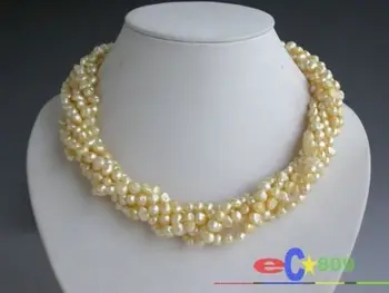 

6strands 18" 7mm yellow baroque Freshwater cultured pearl necklace