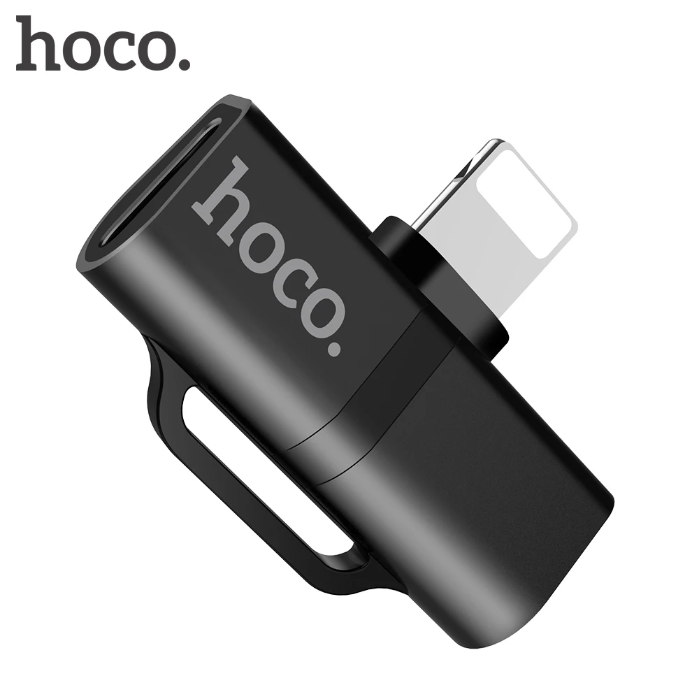HOCO аудио адаптер для iphone X 7 8 плюс 2 в 1 зарядный кабель двойной молнии сплиттер Apple