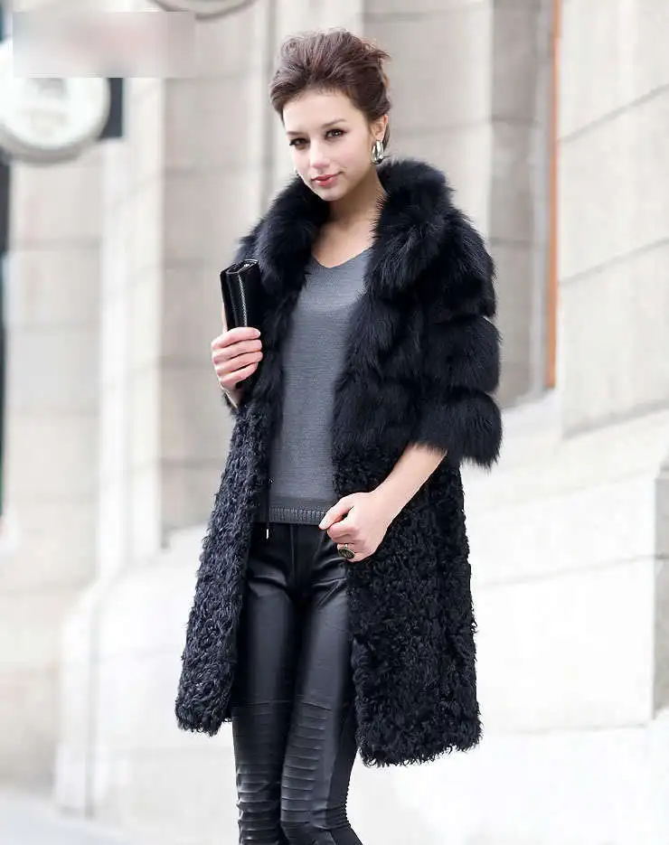 Longue Renard D'agneau Femmes Nouvelles Custom Manteau Et D'hiver Gratuite Dames Véritable Taille De Livraison Mode Outwear Veste Fourrure wfOq8