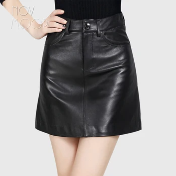 Black Genuine leather sheepskin lamb mini A-Line skirt side pockets design saia de couro faldas mujer jupe femme etek LT1517
Black Genuine leather sheepskin lamb mini A-Line skirt side pockets design saia de couro faldas mujer jupe femme etek LT1517