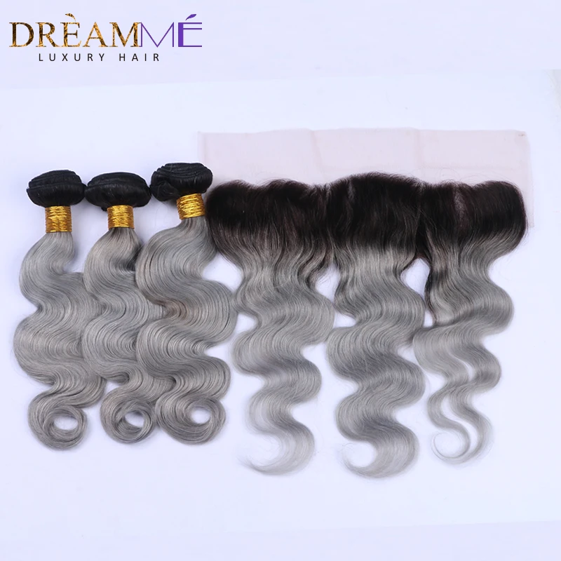 1b green human hair extension with 13X4 frontal closure (1)