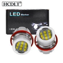 2021 nova hcdlt 2*60w 120w e39 led anjo olho halo anel branco amarelo 60 led marcador kit para e39 e60 e63 e65 e53 e83 e87 led marcador