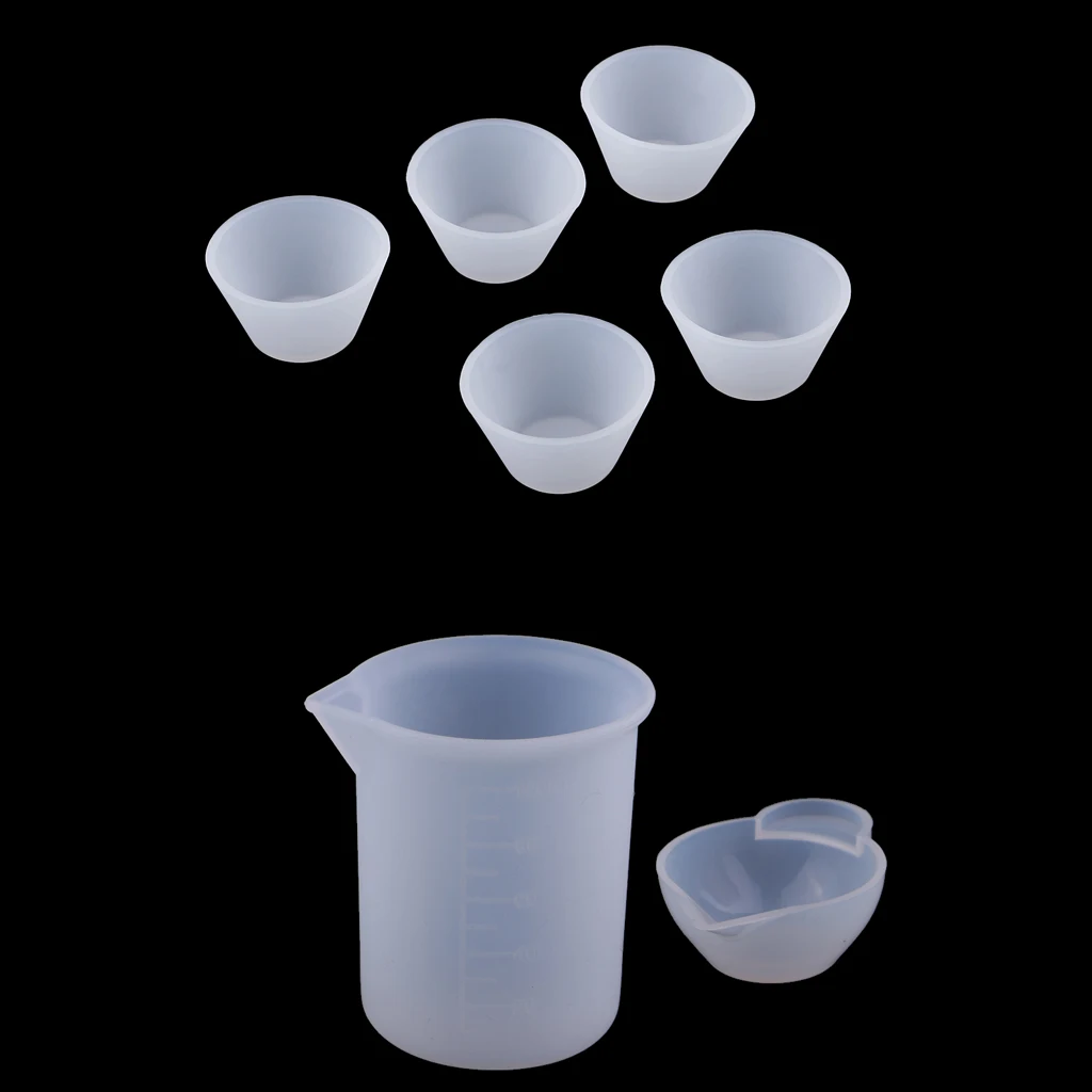 Assorted Clear Silicone Reusable Mixing Measuring Cups Liquid epoxy Resin Distribution Hobby Casting Jewelry Making DIY Tools