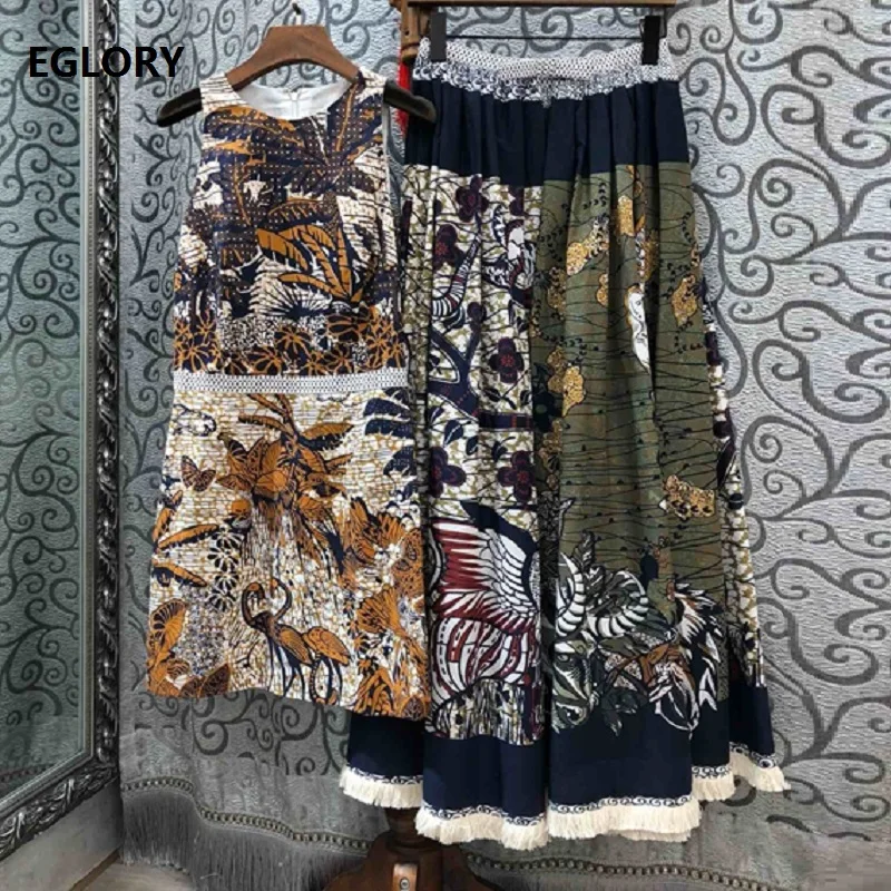 

High Quality Women's Set 2019 Autumn Suit Woman Polka Dot Print Sleeveless Dress+Wide Leg Pant Set Female Casual Tracksuits