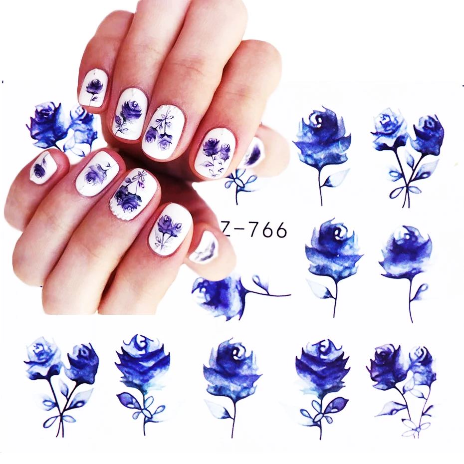 12 шт переводные наклейки на ногти черный цветок Полный Обертывания полый дизайн ногтей Фольга слайдер геометрический Декор Маникюр STZ766-778