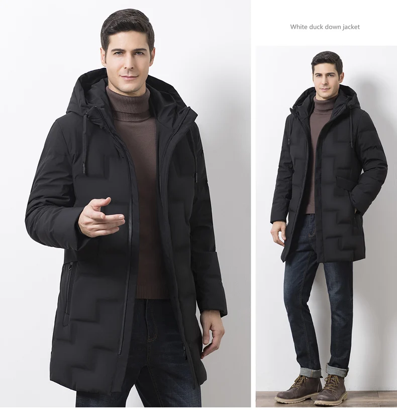 VSD Warm Winter Down Jacket Windproof Hooded Collar Men's Parka Male Big Coat Smart Casual Covered Button (9)