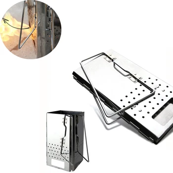 

Stainless steel Camping Wood Stove Portable Outdoor Folding Wood Stove Burner BBQ Furnace Backpacking Cooking Picnic Blower 1pc