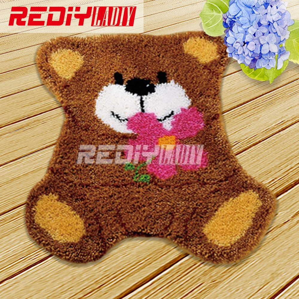 

DIY Carpet Rug Latch Hook Kits Acrylic Yarn Embroidery Floor Mat Bear Florals Pre-Printed Canvas Wall Hanging Modern Art Crafts