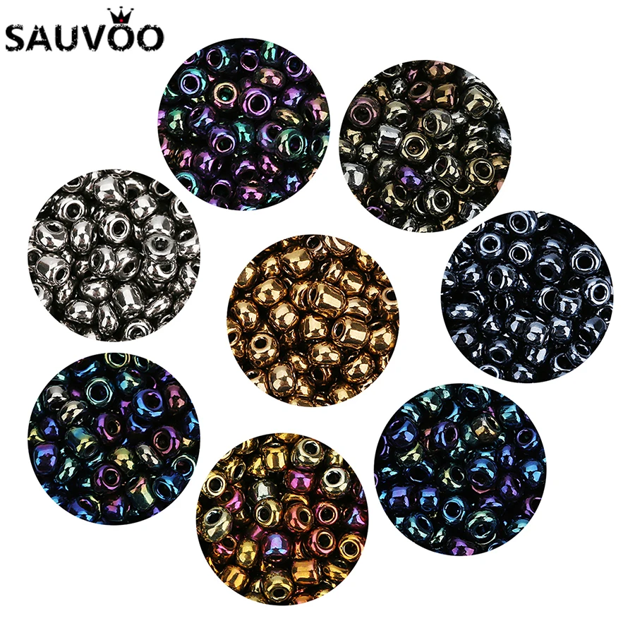SAUVOO 2800pcs/lot Glass Seed Beads 1mm Spacers Bulk Handmade Black Colored Bead for DIY Necklace Jewelry Findings | Украшения и