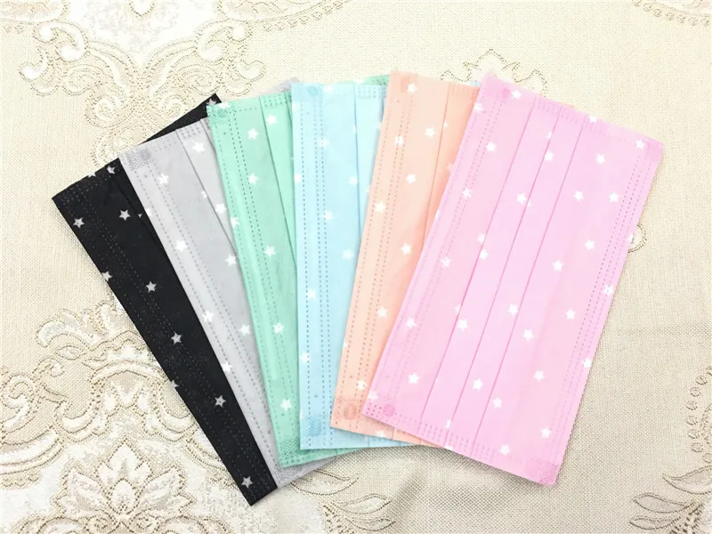 3 Layers non-woven printing disposable mask dustproof anti fog haze tail gas prevention ear hanging respirator (8)