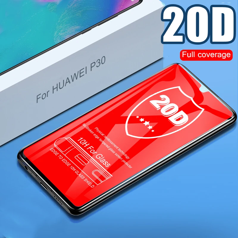 

20D Curved Edge Full Protective Glass On The For Huawei P20 Pro P30 LIte Tempered Screen Protector Film For Huawei P20 P30 Glass