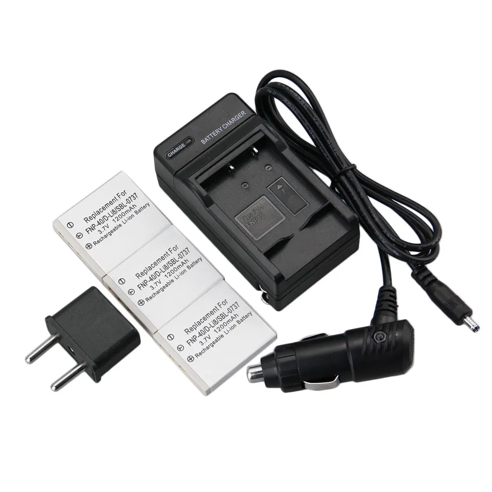 (6pcs/set) 3pcs NP 40 NP 40 NP40 camera Battery+Charger+Car charger