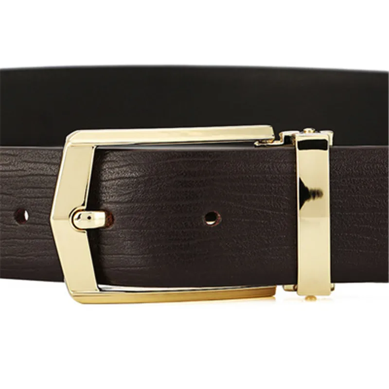 

Cow Leather Belts Casual Alloy Pin Buckle Genuine Leather Business Soft Men's Belt Luxury Brand Rectangle Gold Sliver Male Belts