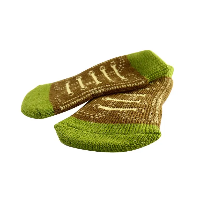 Милые мягкие 4 шт./компл. триммер для стрижки небольших собак обувь для собак, теплые трикотажные носки для девочек Одежда для детей Одежда для S-XL - Цвет: Зеленый