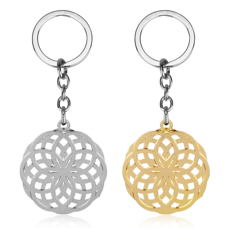 

Flower of Life Mandala Tone Keychain Delicate Jewelry Pendants Key Rings chaveiro