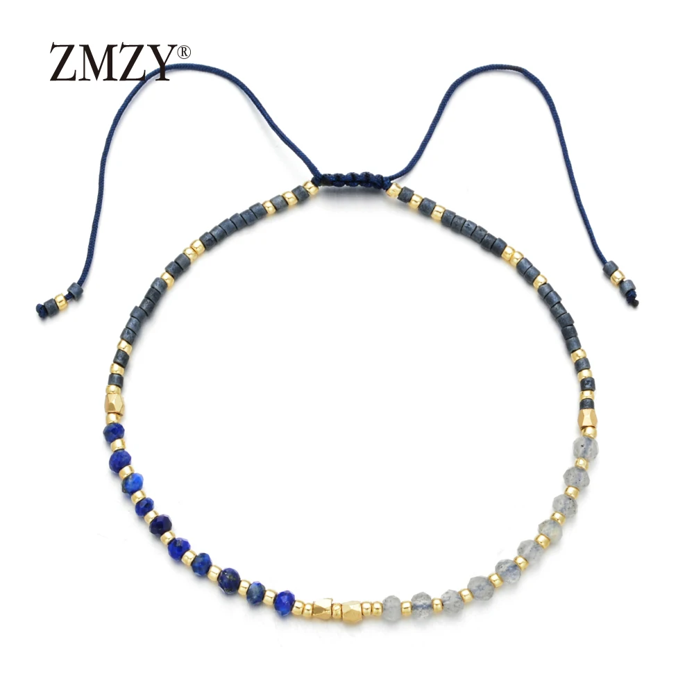ZMZY модные новые браслеты из бисера с натуральным камнем для женщин, регулируемые разноцветные бусины Miyuki, ювелирные изделия, браслет-цепочка, подарок