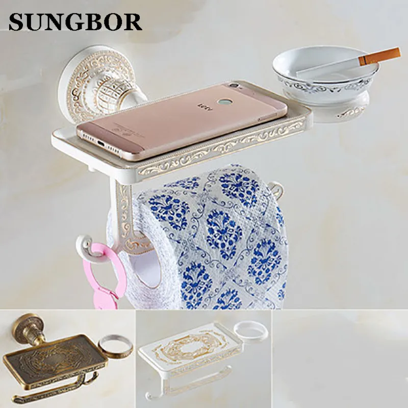 Antique bathroom paper phone holder with ashtray shelf bathroom Mobile