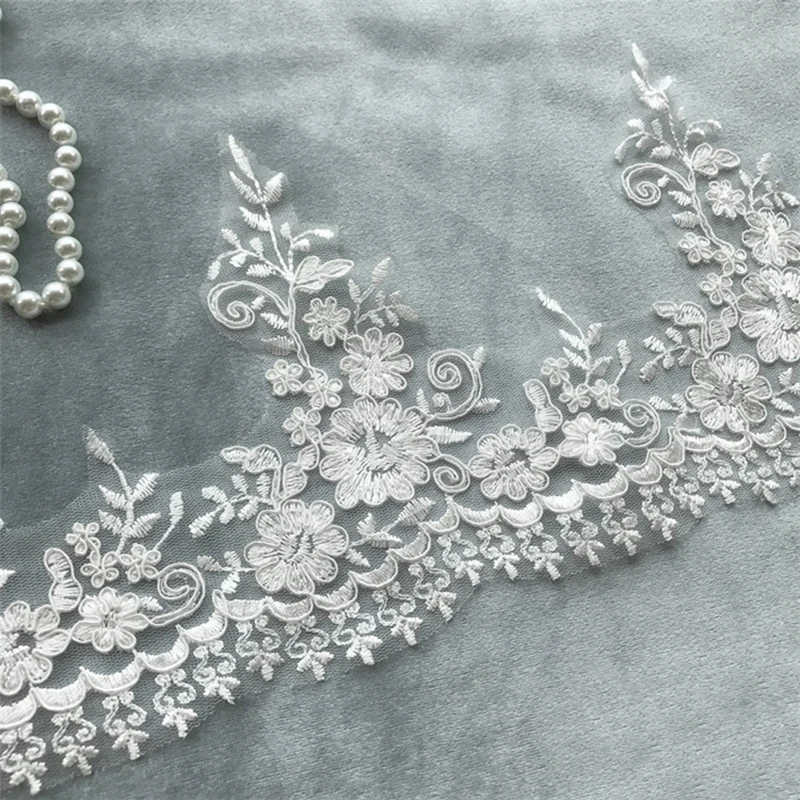 

2-9Yards Wedding Dress Cording Lace Trim Embroidery Ivory White Lace Applique Patches Accessories For Garment Decoration 17cm