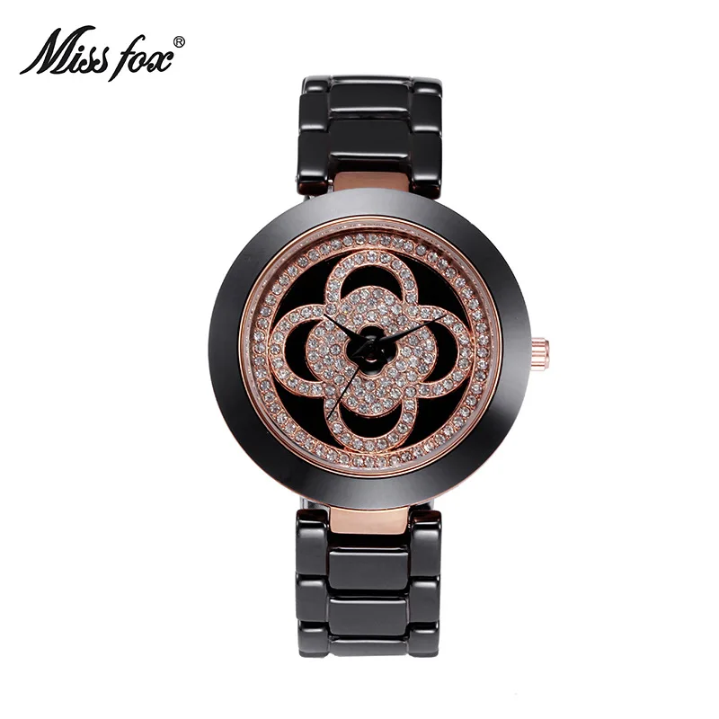 

Miss fox watch flower pattern ceramic watch top brand waterproof women's quartz watch fashion luxury ladies bracelet watch