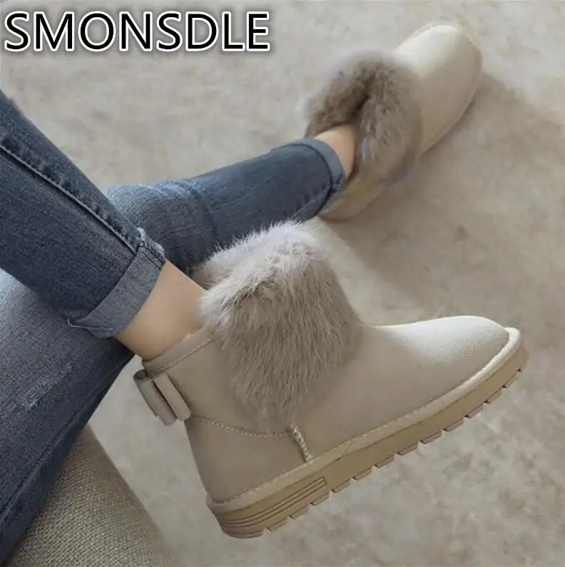 Smonsdle 2019 зимняя новая Корейская версия плюс бархатные зимние ботинки кожаные