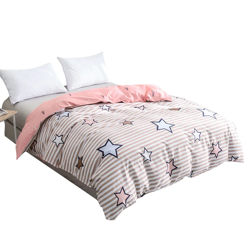 

Cartoon Red Stripes Pattern Stars Home Textile Single Duvet Cover No Filling Cotton Solid Sanding Bed Comforter Cover 160x210cm