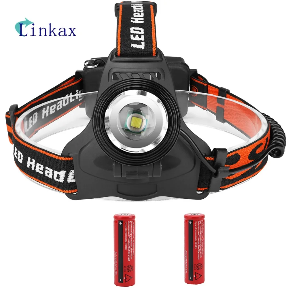 

LED headlamp Fishing Headlight Aluminum alloy XML-T6 3 Modes Zoomable lamp Waterproof Head Torch Flashlight Head lamp use 18650