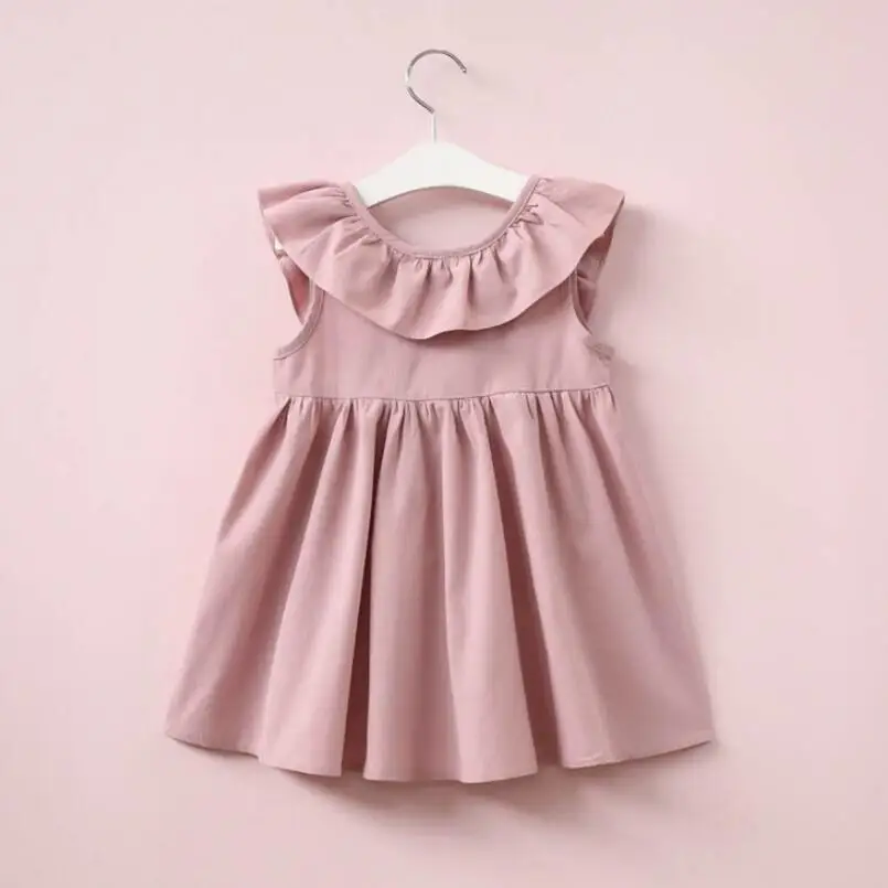 Летнее кружевное платье принцессы для маленьких девочек детские праздничные Свадебные платья без рукавов для девочек, одежда для маленьких девочек Vestido - Цвет: design 6 pink