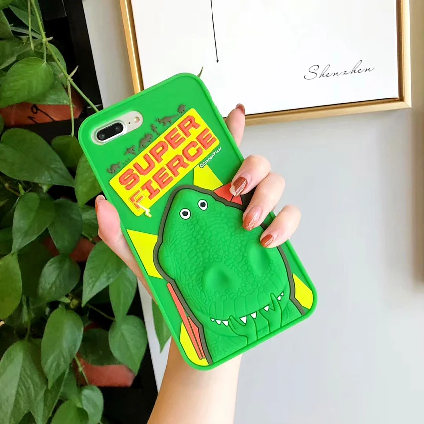 PINK LIPS Japan Korea Super cute green dinosaur 8 7 6 6S Plus 5 5s SE Soft Silicone Case For iPhone X XR XS MAX (4)