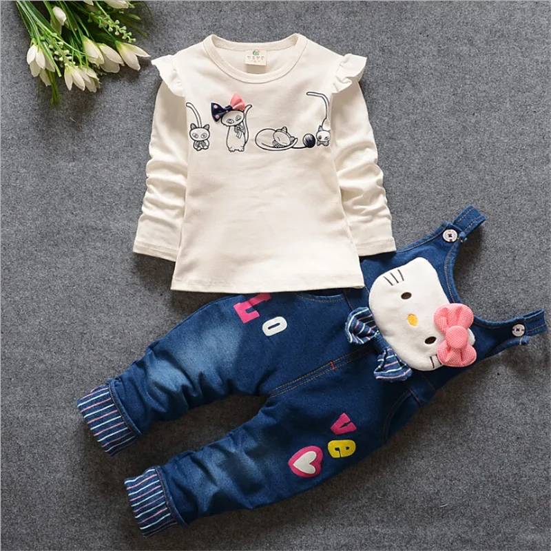 

BibiCola Baby girls Clothing Sets Spring Autumn Girls Clothings Cartoon Fashion Kids clothing sets T-shirt+Pants