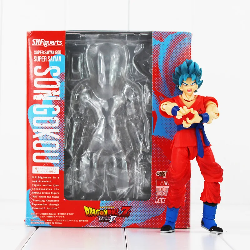 16cm Anime Dragon Ball Z Goku Action Figure Son Gokou SHFiguarts Super Saiyan God Resurrection F