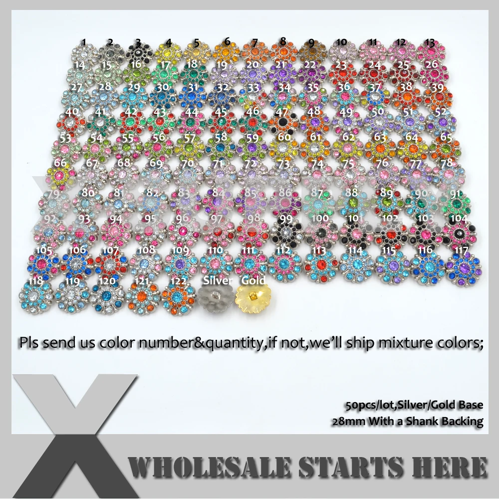 

Free Shipping Special Stargazer Acrylic Rhinestone Button with Shank Backing,Mixed Assorted Color,50pcs/lot for Flower Centers