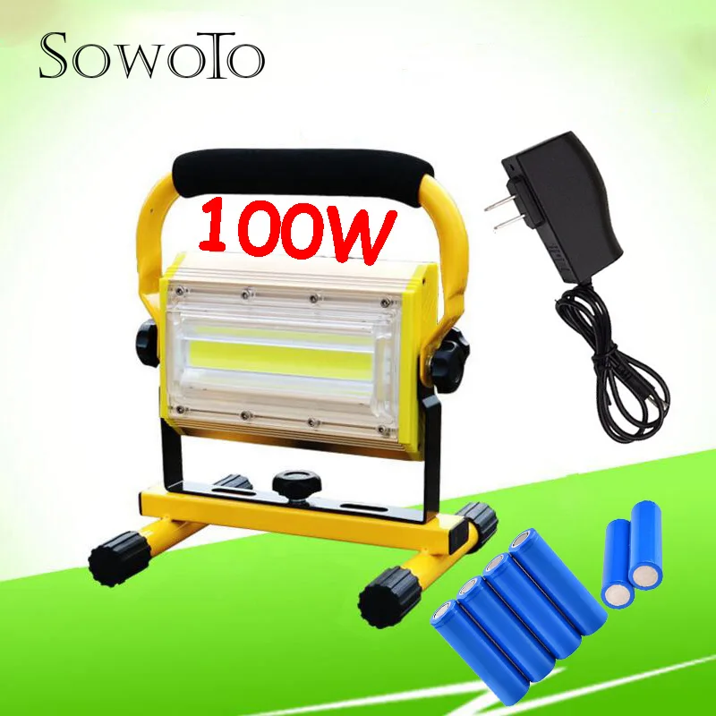 

100W Portable Flood Light Powerful Waterproof Rechargeable LED Tactical Camping Fishing Working Torch Flash Lamp Flashlight