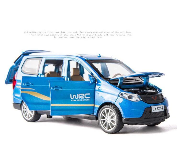 

Diecast mpv car Hot 1:32 scale china logo wuling Chevrolet Enjoy metal model pull back alloy toys with light and sound