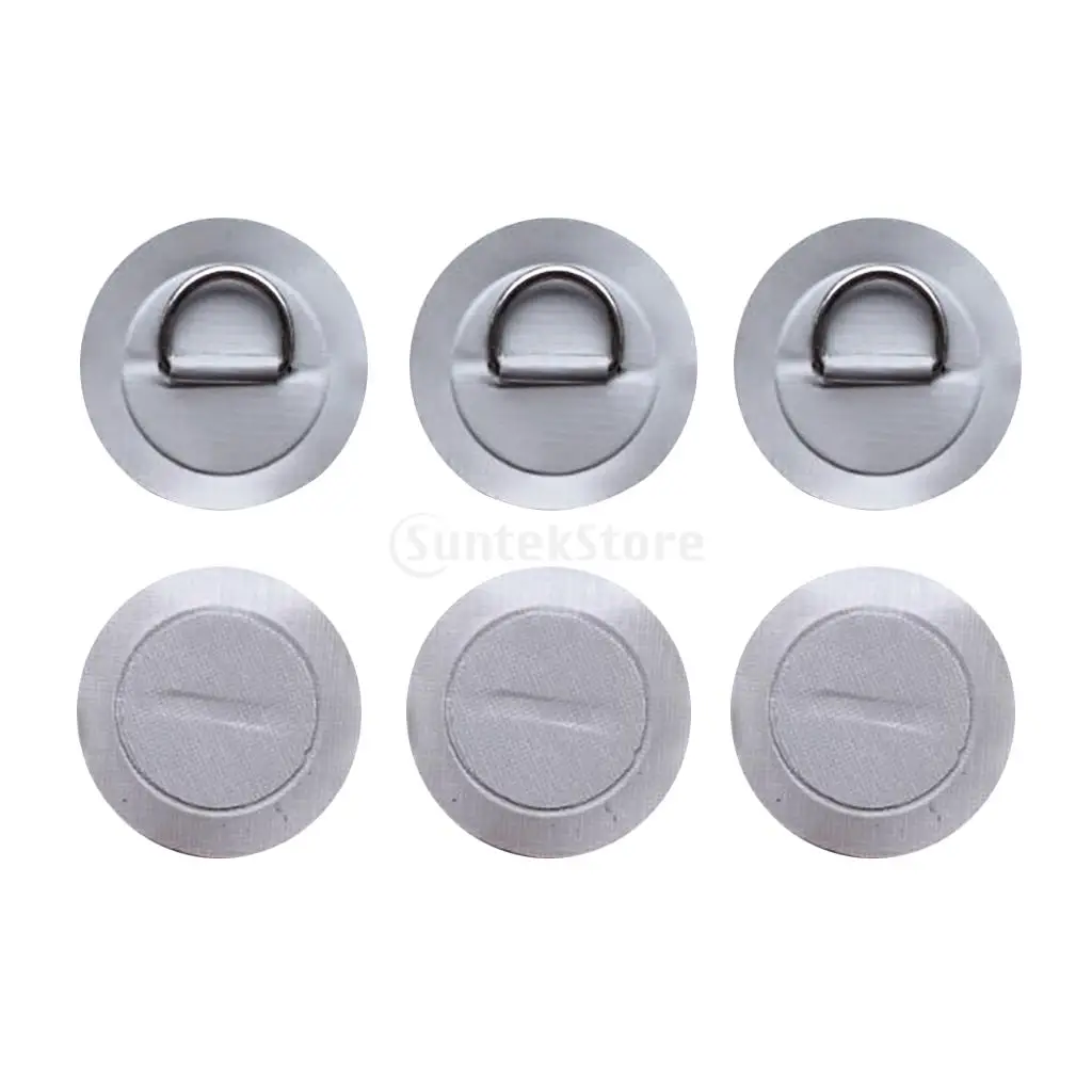 6pcs/set 8cm 316 Stainless Steel D Ring Pad/Patch for PVC Inflatable Boat Raft Dinghy Canoe Kayak Surfboard SUP