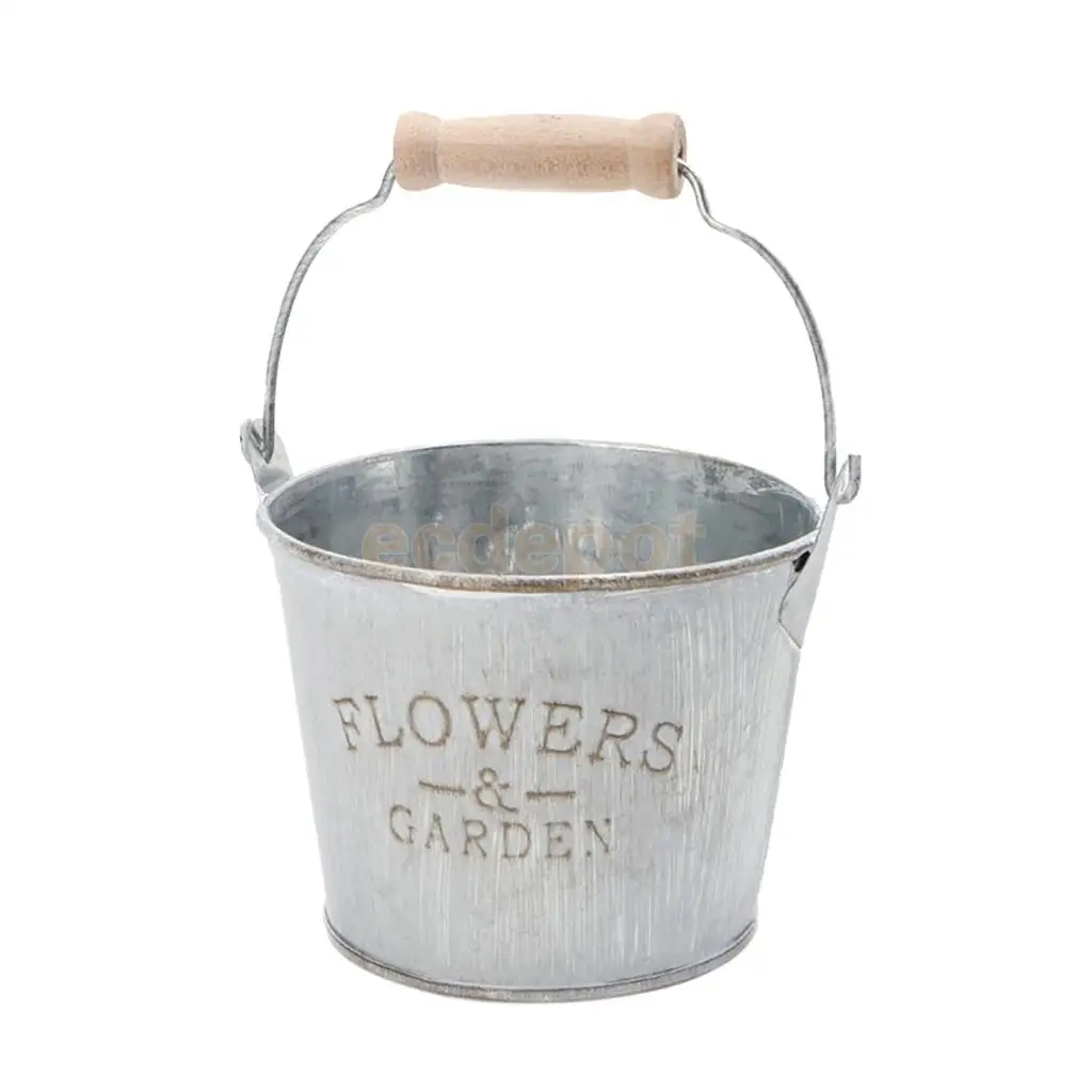3pcs Garden Metal Flower Pot Wall Hanging Tin Baskets Bucket Plant Herb Planter Vase Wall Hanging