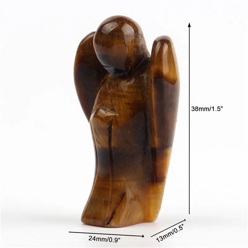 YWG 1,5 дюймов натуральный резной драгоценный камень мира Карманный ангел-хранитель фигурки Исцеление чакры в рейки Хрустальная каменная статуя Бесплатный мешочек - Цвет: Tiger Eye
