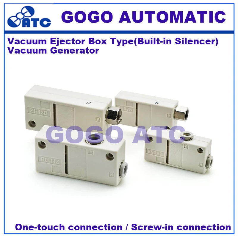

SMC type ZH Series Vacuum generator Ejector Box Type (Built-in Silencer) -88 kPa -48 kPa Vacuum negative pressure generator