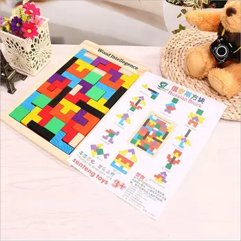 

Colorful Wooden Tangram Brain Teaser Puzzle Toys Tetris Game Preschool Magination Intellectual Educational Kid Toy Gift