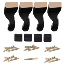 4 шт дубовая древесина 20 см мебельные ножки с черной и предварительно установленной аппаратной фурнитурой диванные ножки Сменные ножки для дивана, стул оттоманский