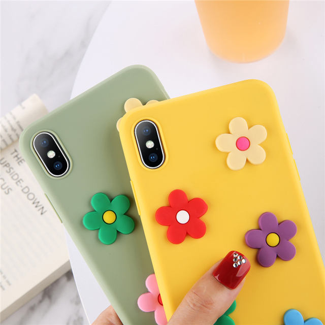 Soft Silicone Phone Case with Flowers