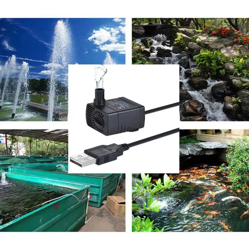Ультра-тихий мини Бесщеточный USB водяной насос 5V 70 см погружной фонтан аквариумный циркулирующий