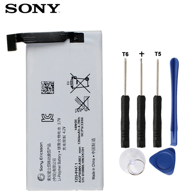 

Original SONY Battery For Sony ST27i ST27 Xperia go ST27a advance AGPB009-A003 Genuine Replacement Phone Battery + Tools 1265mAh