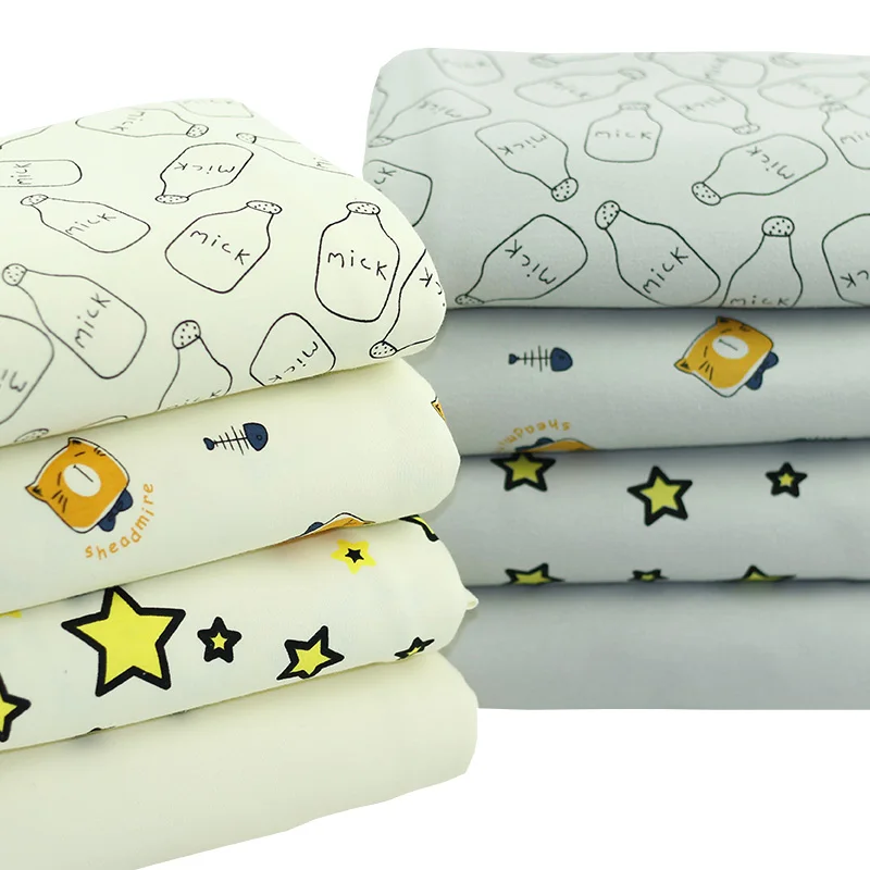 Трикотажная ткань с принтом звезд, хлопок, трикотаж, Трикотажная хлопковая ткань для самостоятельного изготовления детской одежды, ткань 50*190 см