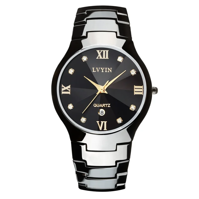 luxury womens watches ceramic black white female clocks lvyin brand woman watches waterproof quartz diamond ladies wristwatch - Цвет: men