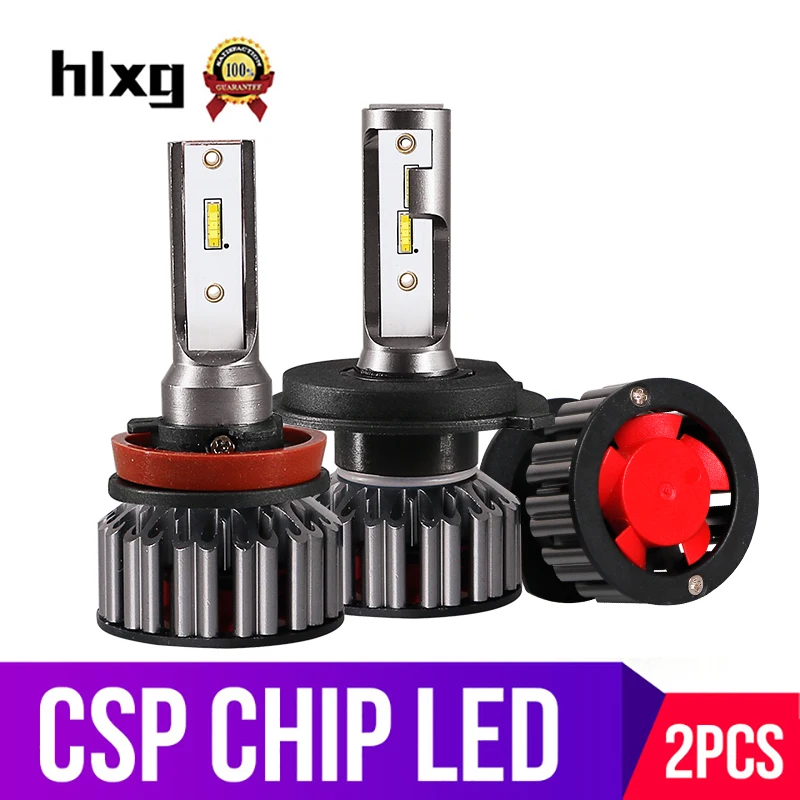 

hlxg Mini CSP LED H4 Headligt High Low Beam 8000LM HB4 9005 HB3 H1 H3 H7 LED H11 H8 12V Automobile Fog light 6000K Lamp For Car