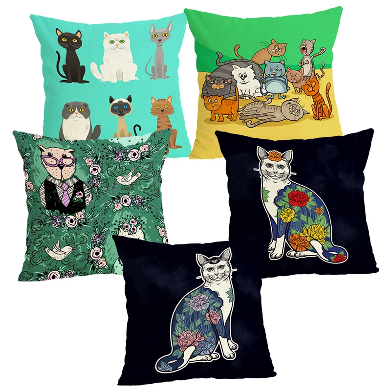 

45x45 Cartoon Animals Home Decoration Chair Cushion Cover Soft Pillow Case Cojines Almofadas Cotton Linen Square