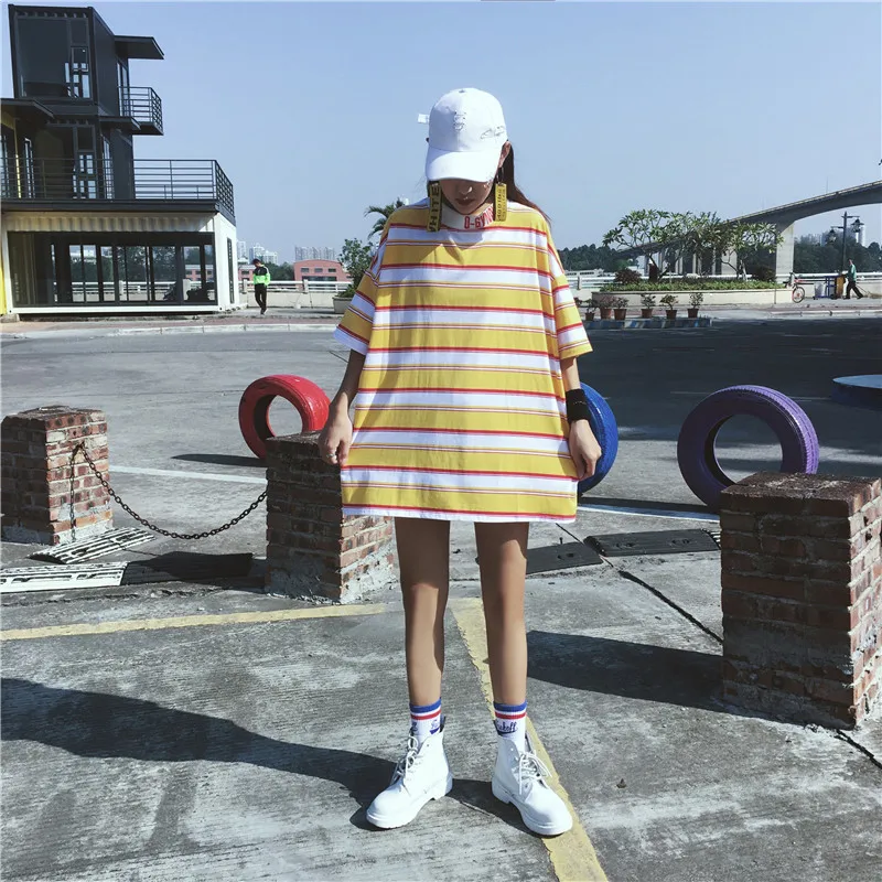 Harajuku ropa camiseta, mujeres camiseta de moda de verano a rayas Camisetas Mujer Hip Hop manga corta Casual tops tee todo encuentro Camisetas Mujer Harajuku ropa camiseta, mujeres camiseta de moda de verano a rayas Camisetas Mujer Hip Hop manga corta Casual tops tee todo encuentro Camisetas Mujer