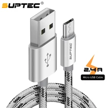 SUPTEC Micro USB кабель 2.4A нейлон Быстрая зарядка данных провод Microusb зарядное устройство кабель шнур для samsung S7 S6 Xiaomi Android смартфон