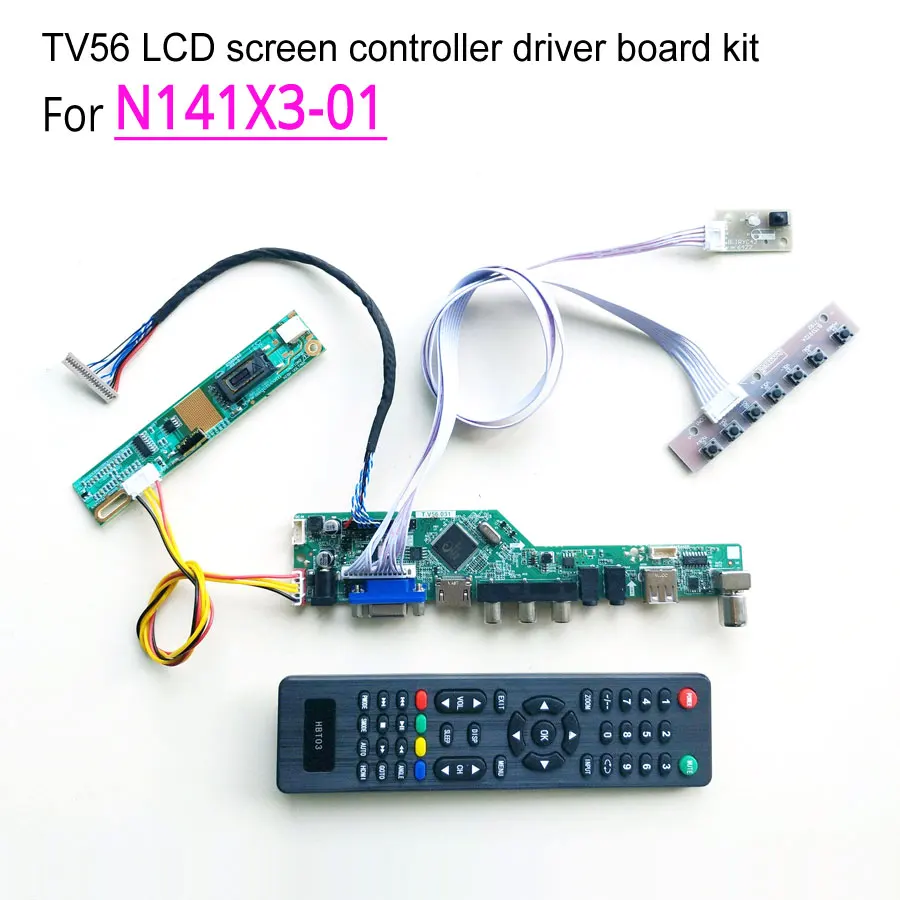 

For N141X3-01 laptop LCD monitor 14.1" 1-lamp CCFL 60Hz LVDS 20pin 1024*768 HDMI/VGA/AV/USB/RF TV56 controller driver board kit